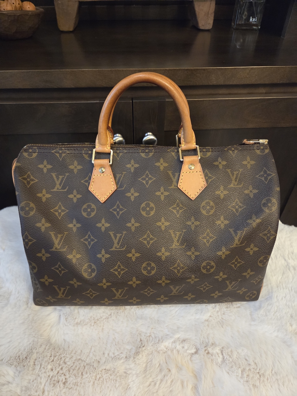 Louis Vuitton Brown Monogram Speedy 35 Handbag